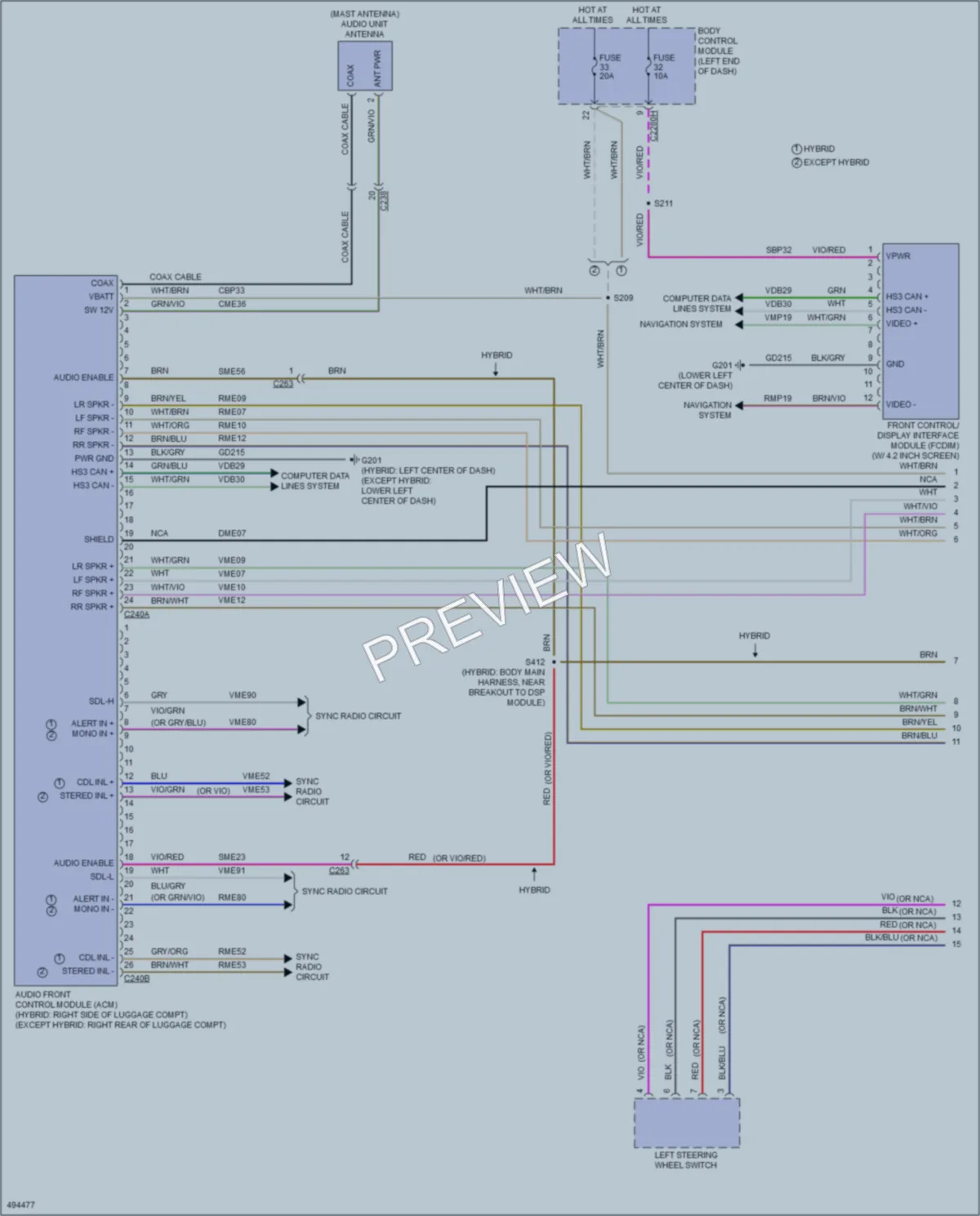 2016 Ford FusionHybrid Radio wiring diagram preview