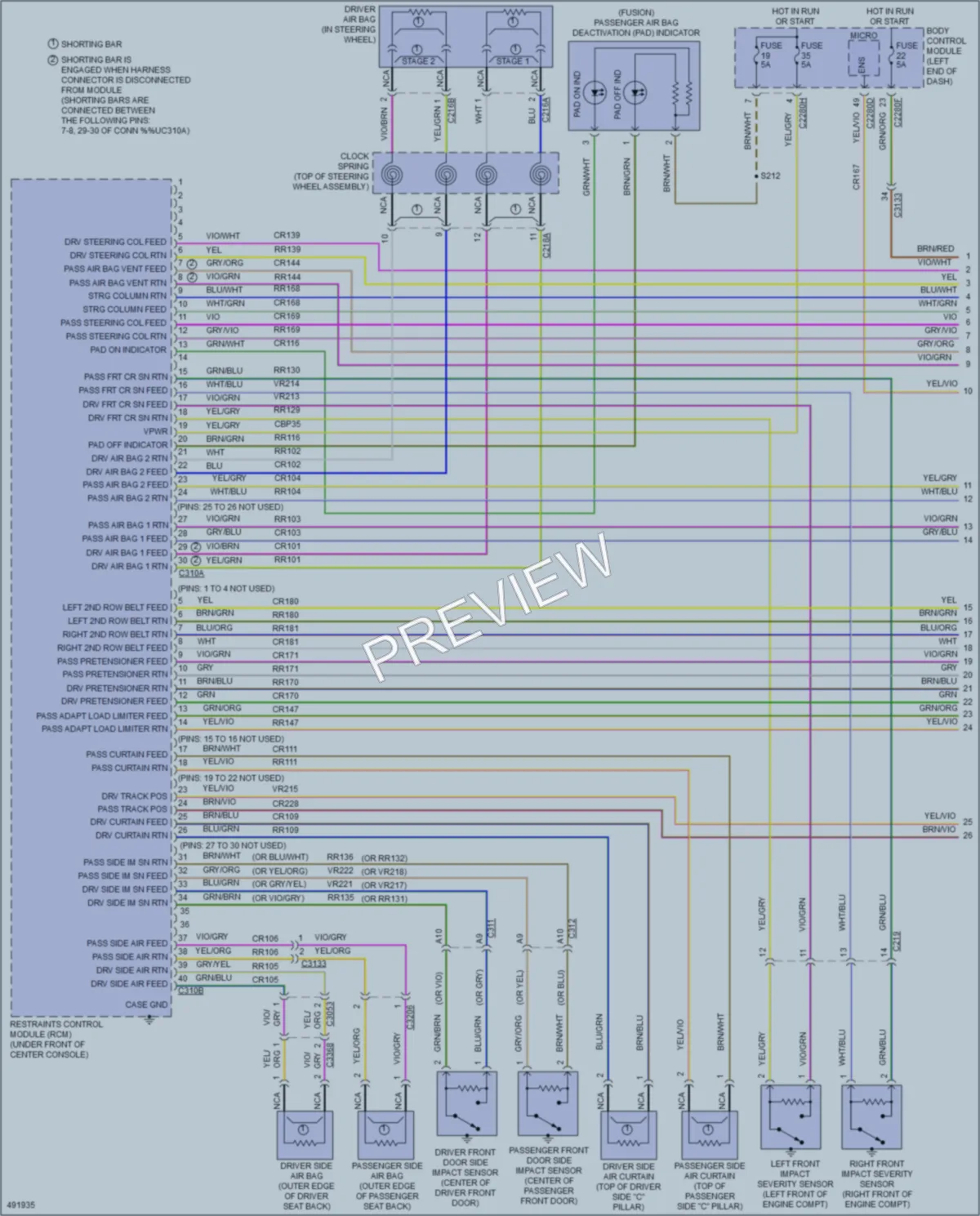 2016 Ford FusionHybrid Supplemental Restraints wiring diagram preview