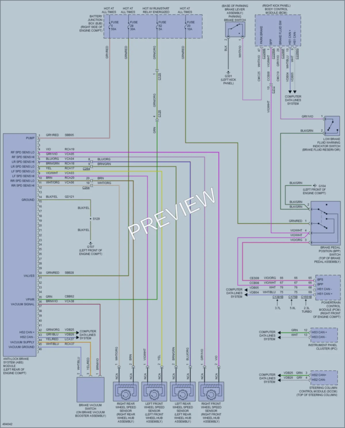 2016 Ford Mustang Anti Lock Brakes wiring diagram preview
