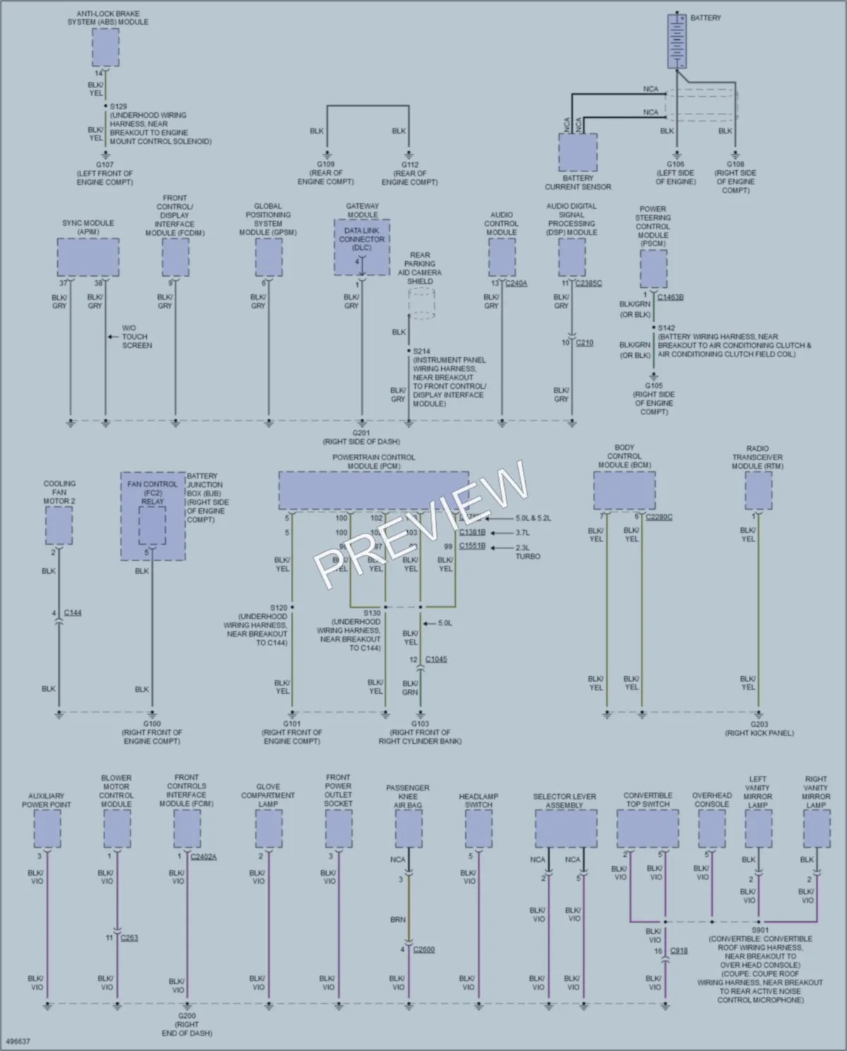 2016 Ford Mustang Ground Distribution wiring diagram preview