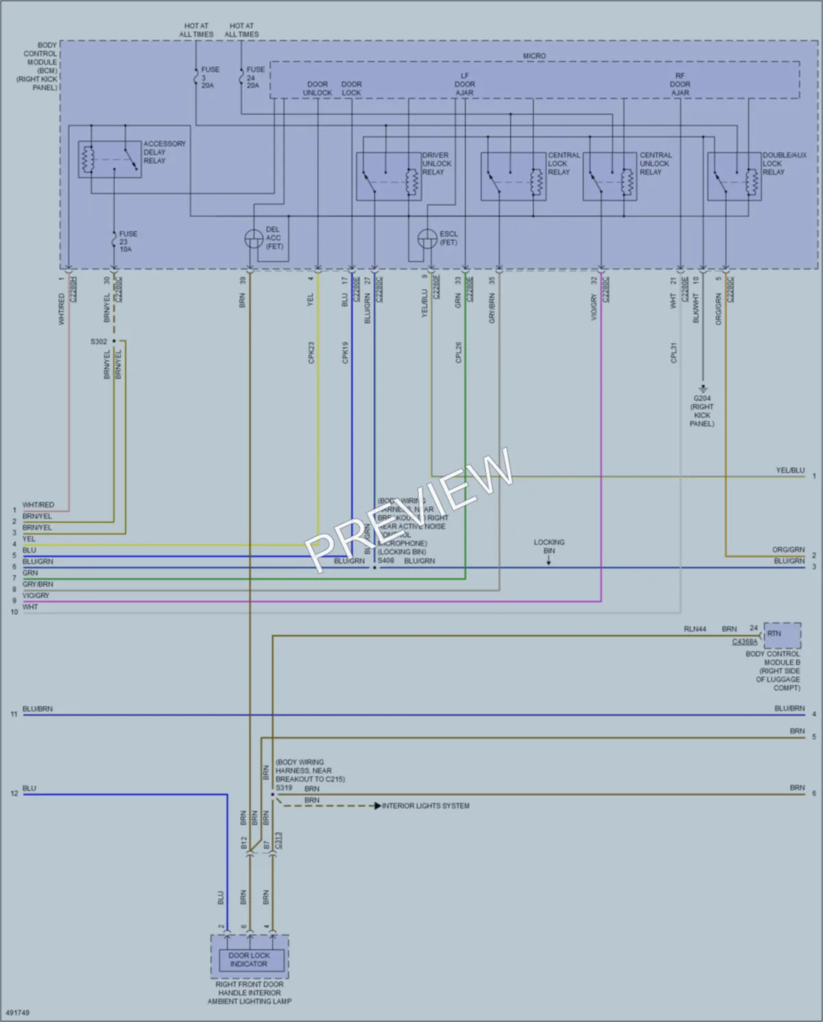 2016 Ford Mustang Power Door Locks wiring diagram preview
