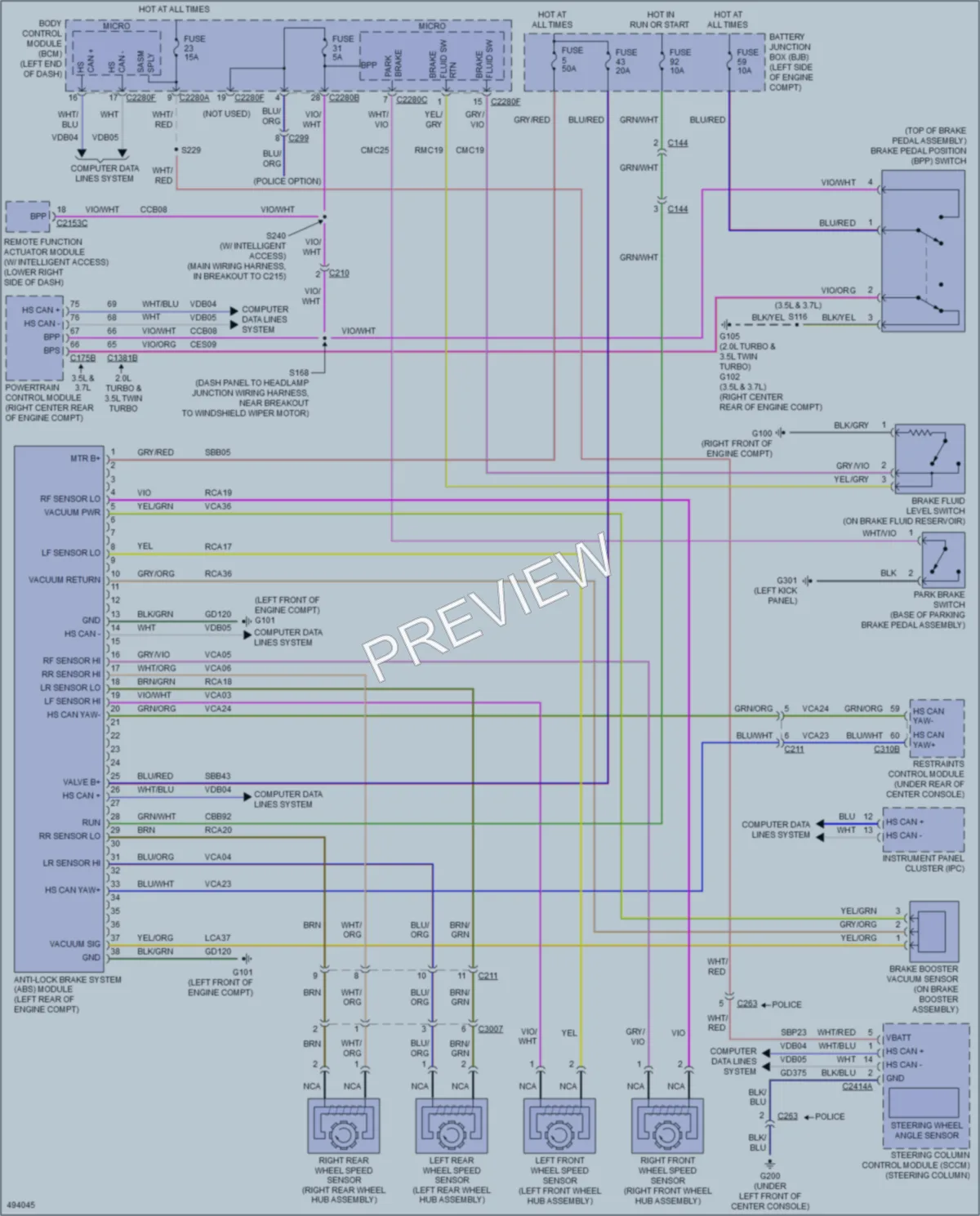 2016 Ford Taurus Anti Lock Brakes wiring diagram preview