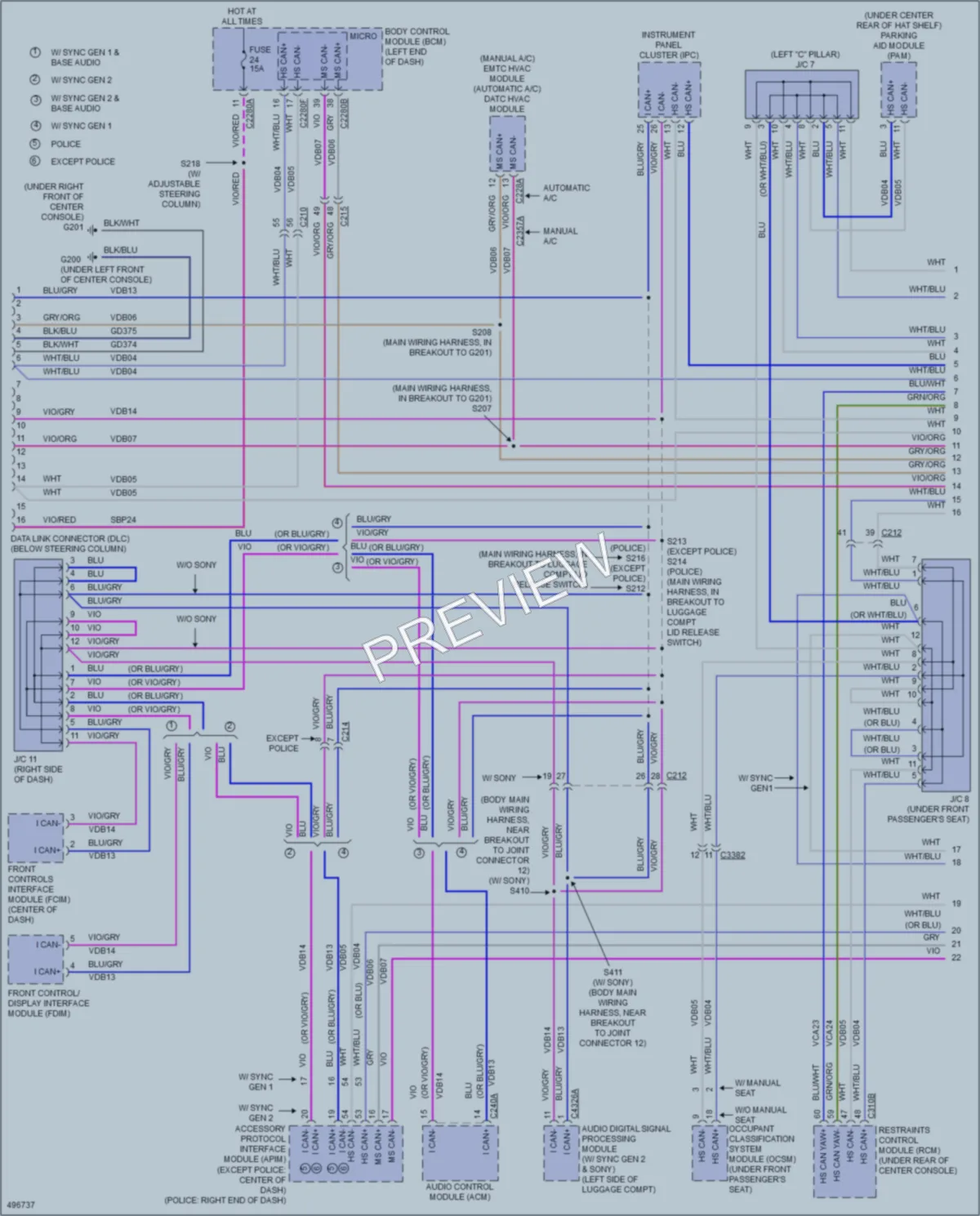 2016 Ford Taurus Computer Data Lines wiring diagram preview