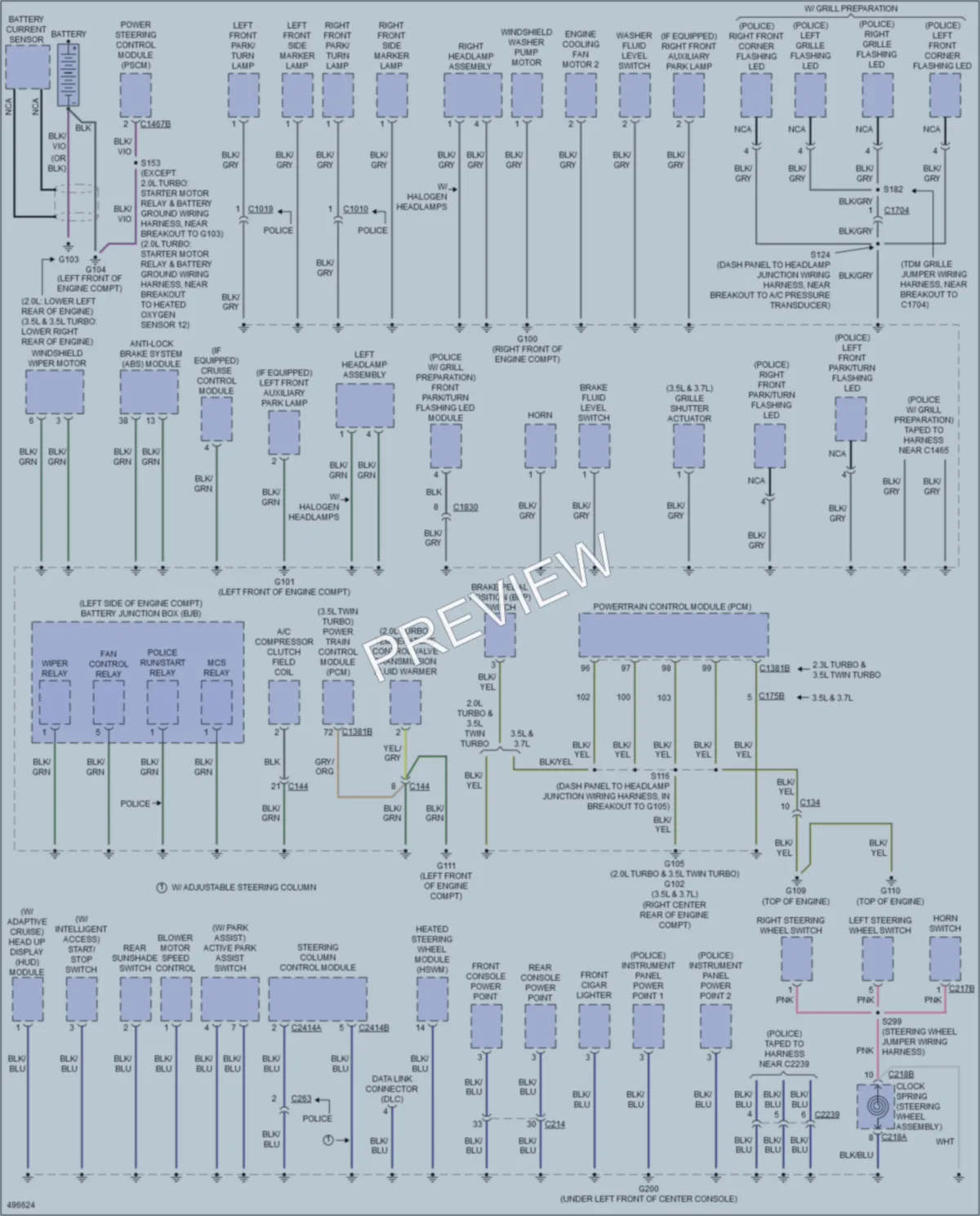 2016 Ford Taurus Ground Distribution wiring diagram preview