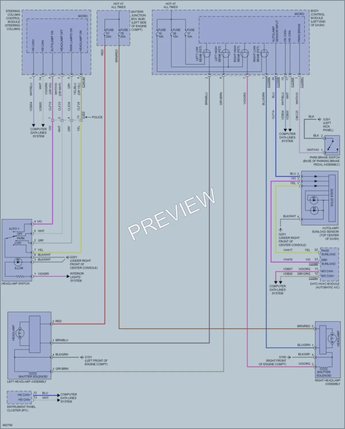 2016 Ford Taurus Headlights wiring diagram preview