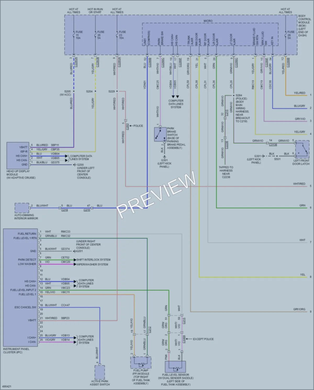 2016 Ford Taurus Instrument Cluster wiring diagram preview