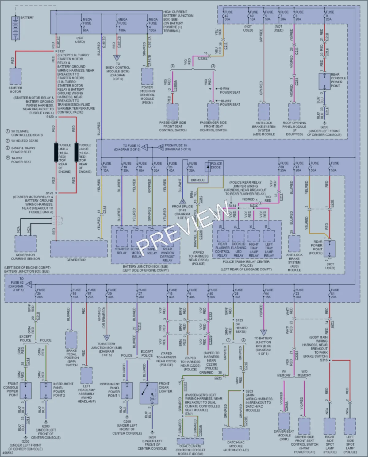 2016 Ford Taurus Power Distribution wiring diagram preview