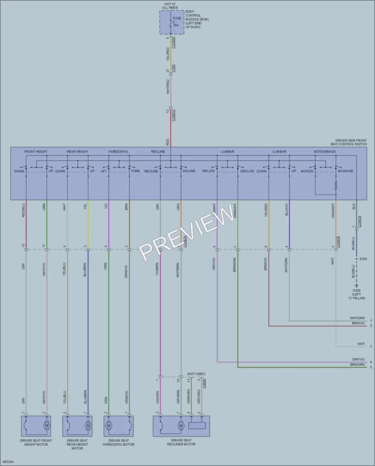2016 Ford Taurus Power Seats wiring diagram preview
