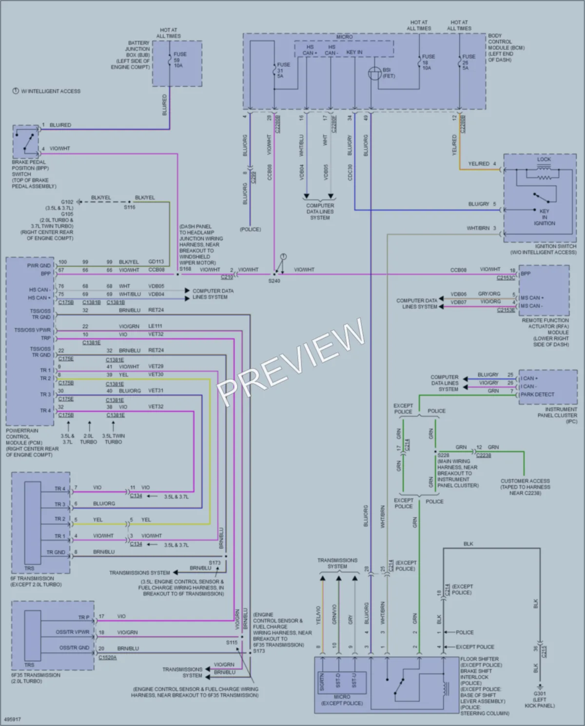 2016 Ford Taurus Shift Interlock wiring diagram preview