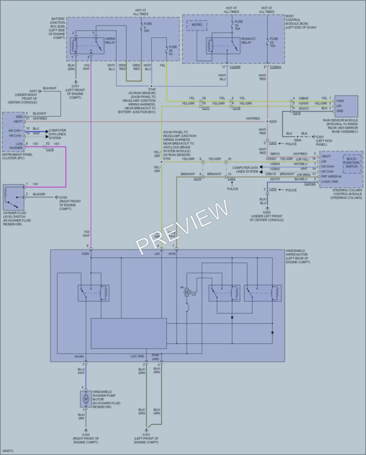 2016 Ford Taurus Wiper Washer wiring diagram preview