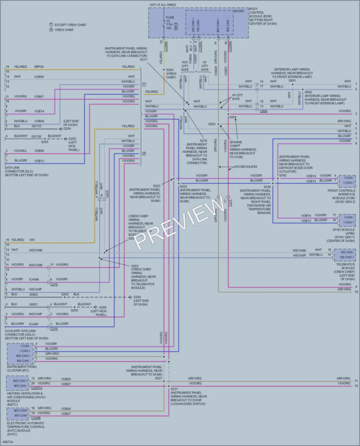 2016 Ford TransitConnect Computer Data Lines wiring diagram preview