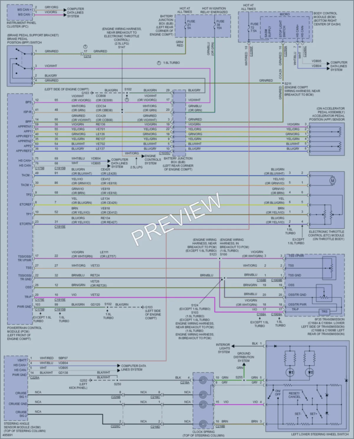 2016 Ford TransitConnect Cruise Control wiring diagram preview
