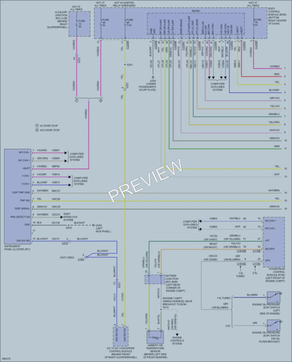 2016 Ford TransitConnect Instrument Cluster wiring diagram preview