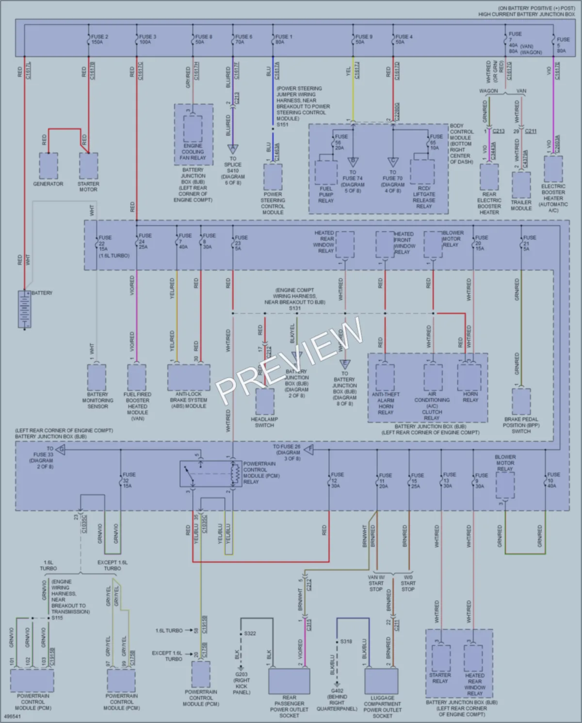 2016 Ford TransitConnect Power Distribution wiring diagram preview