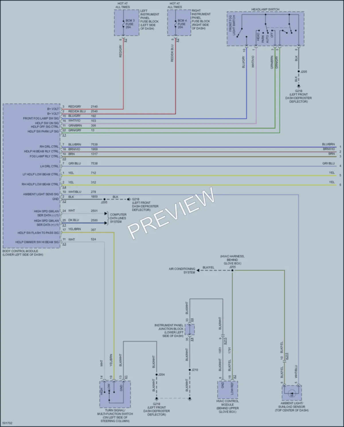 2016 GMC 1500Sierra Headlights wiring diagram preview