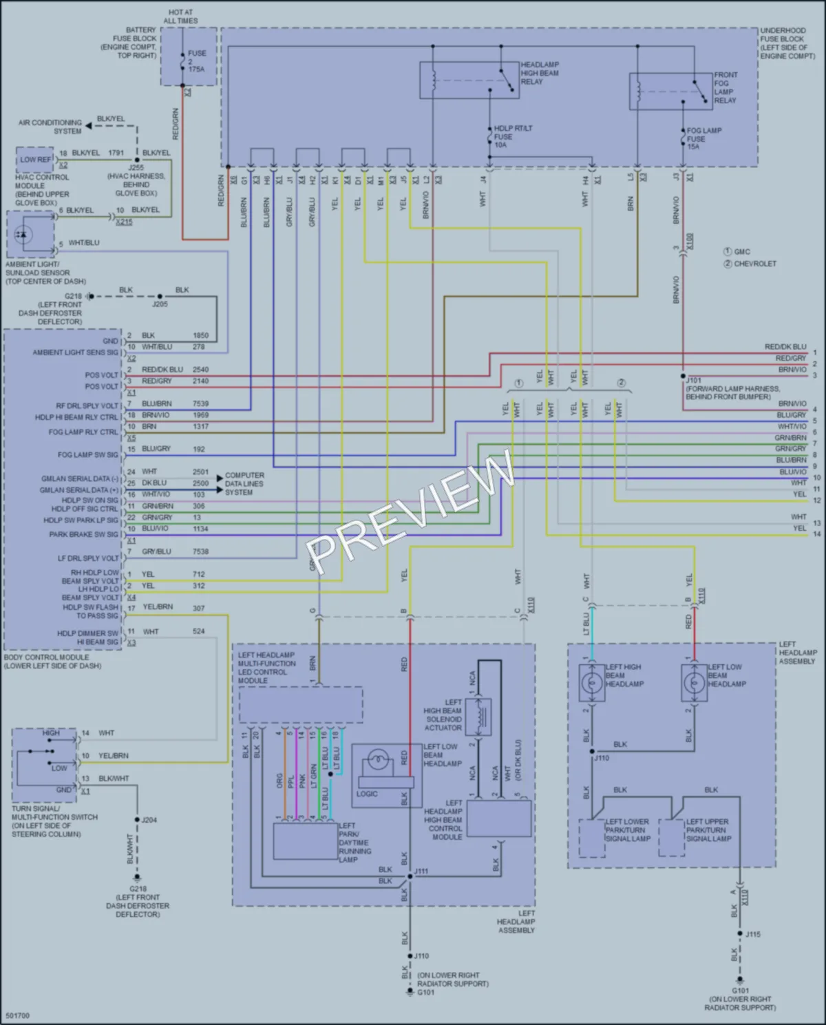 2016 GMC 3500HDSierraDenali Headlights wiring diagram preview