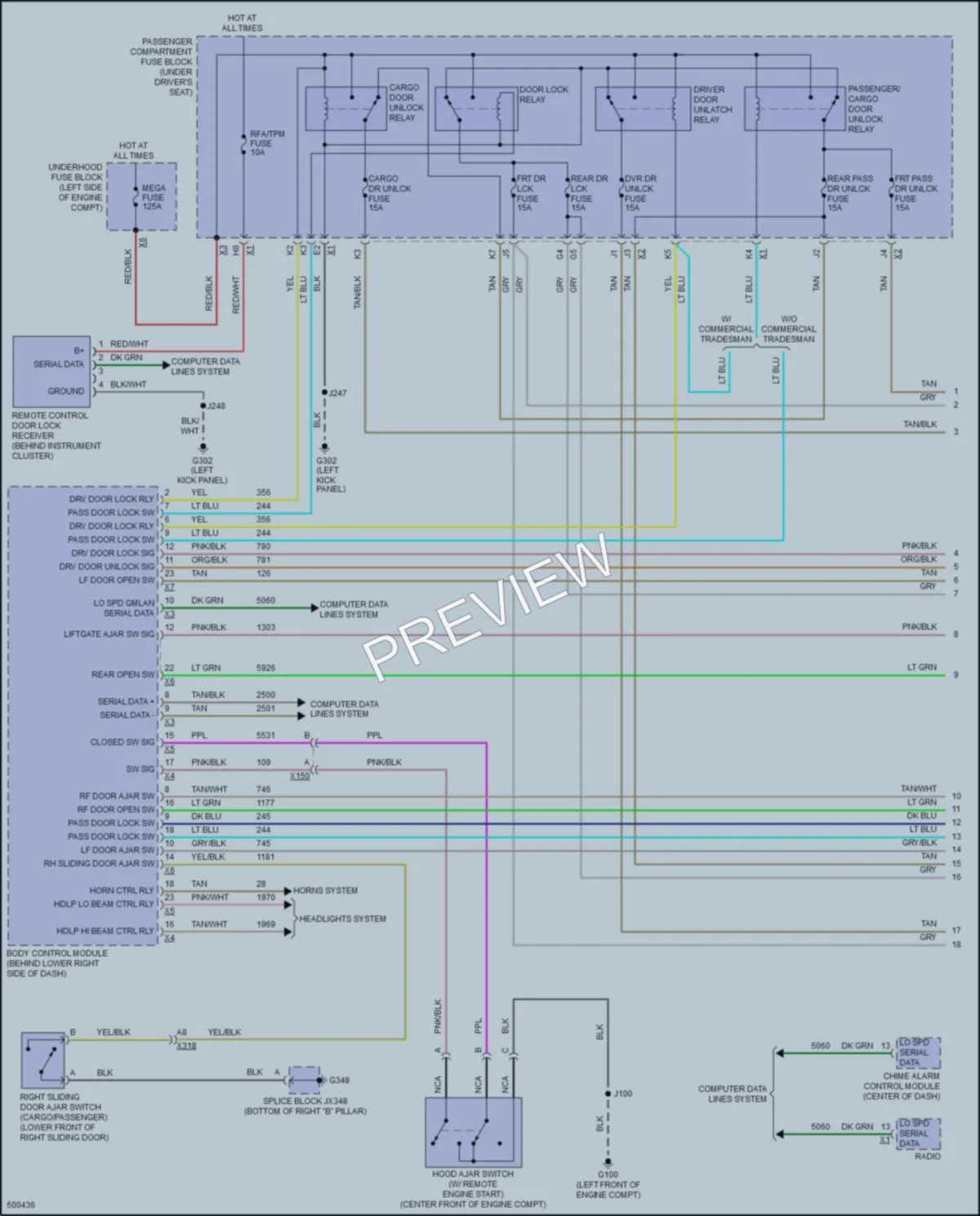2016 GMC 3500Savana Power Door Locks wiring diagram preview