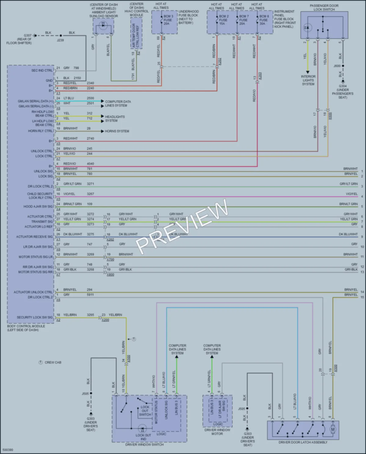 2016 GMC Canyon Power Door Locks wiring diagram preview