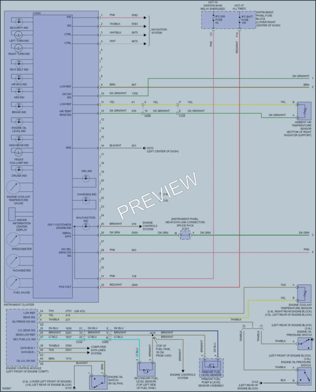 2016 GMC Terrain Instrument Cluster wiring diagram preview