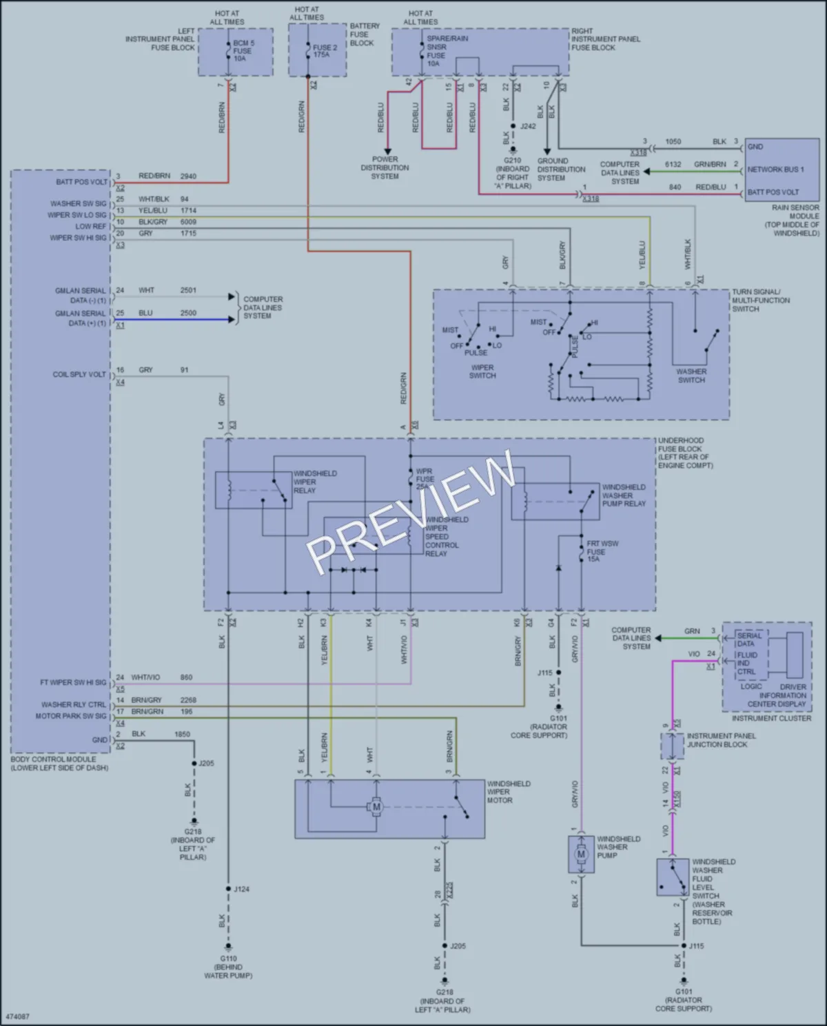 2016 GMC Yukon Wiper Washer wiring diagram preview