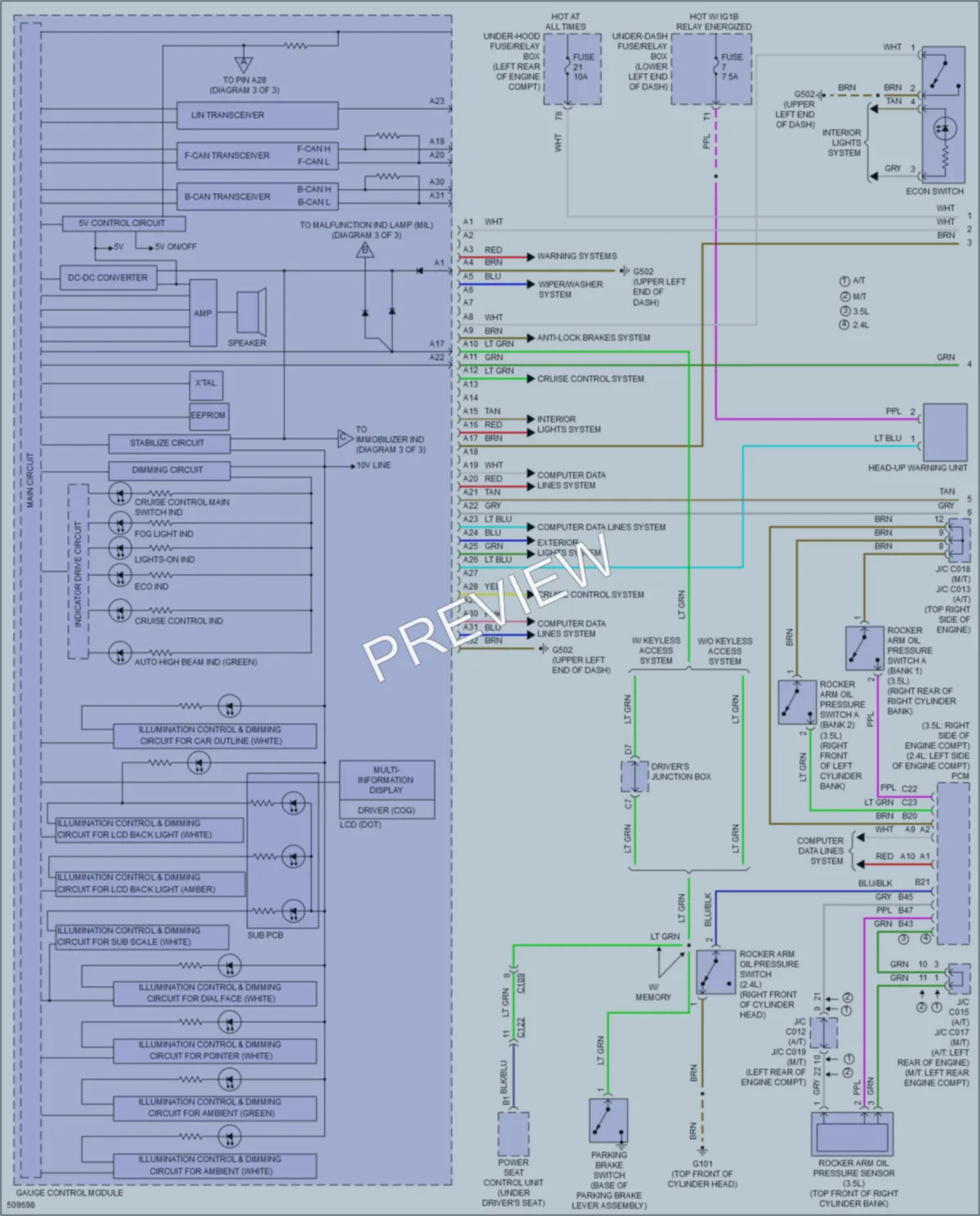 2016 Honda Accord Instrument Cluster wiring diagram preview
