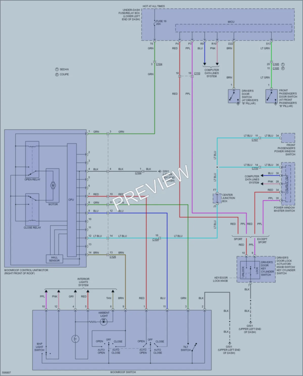2016 Honda Accord Power Top Sunroof wiring diagram preview