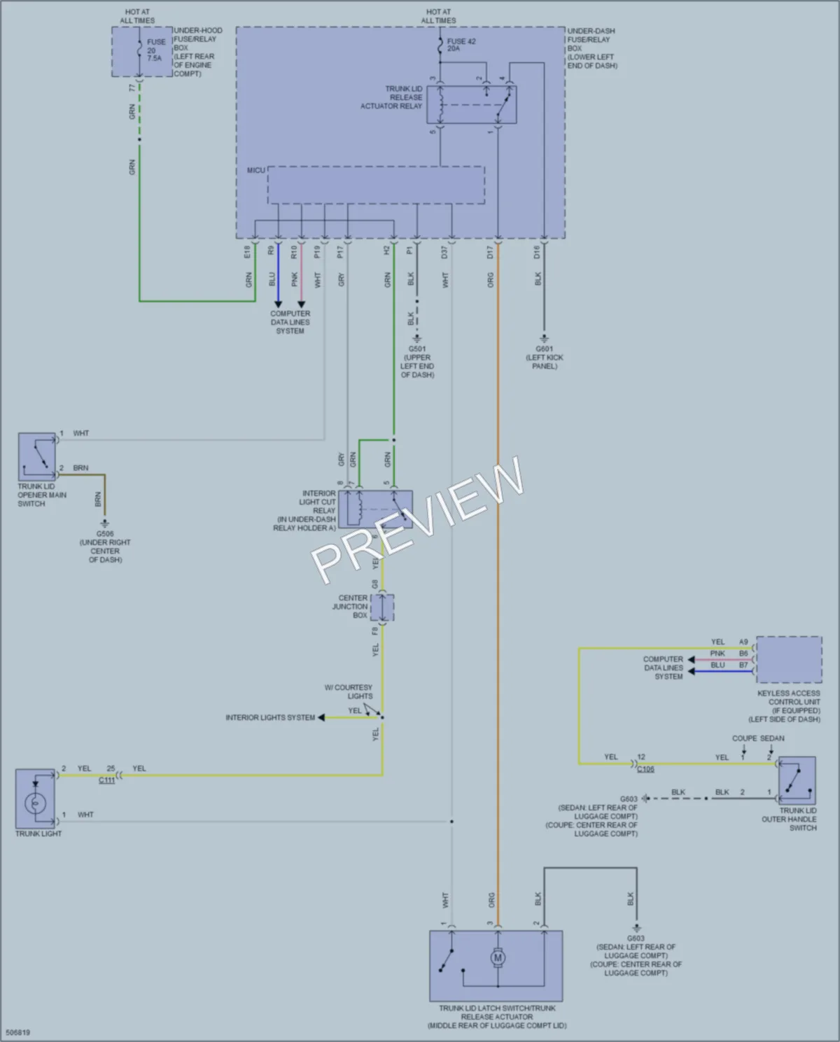 2016 Honda Accord Trunk Tailgate Fuel Door wiring diagram preview