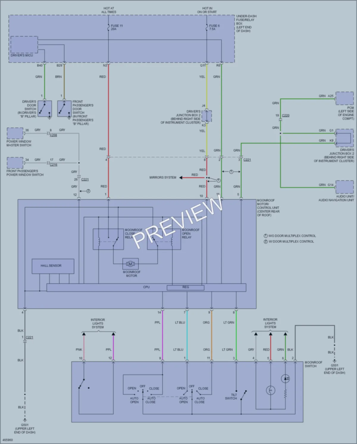 2016 Honda CRV Power Top Sunroof wiring diagram preview