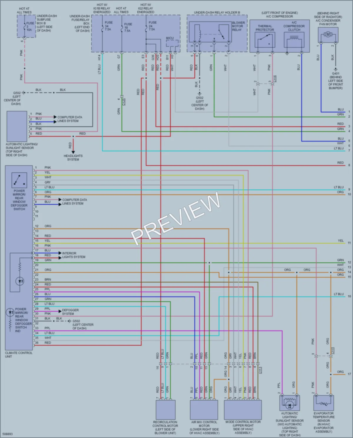 2016 Honda CRZ Air Conditioning wiring diagram preview