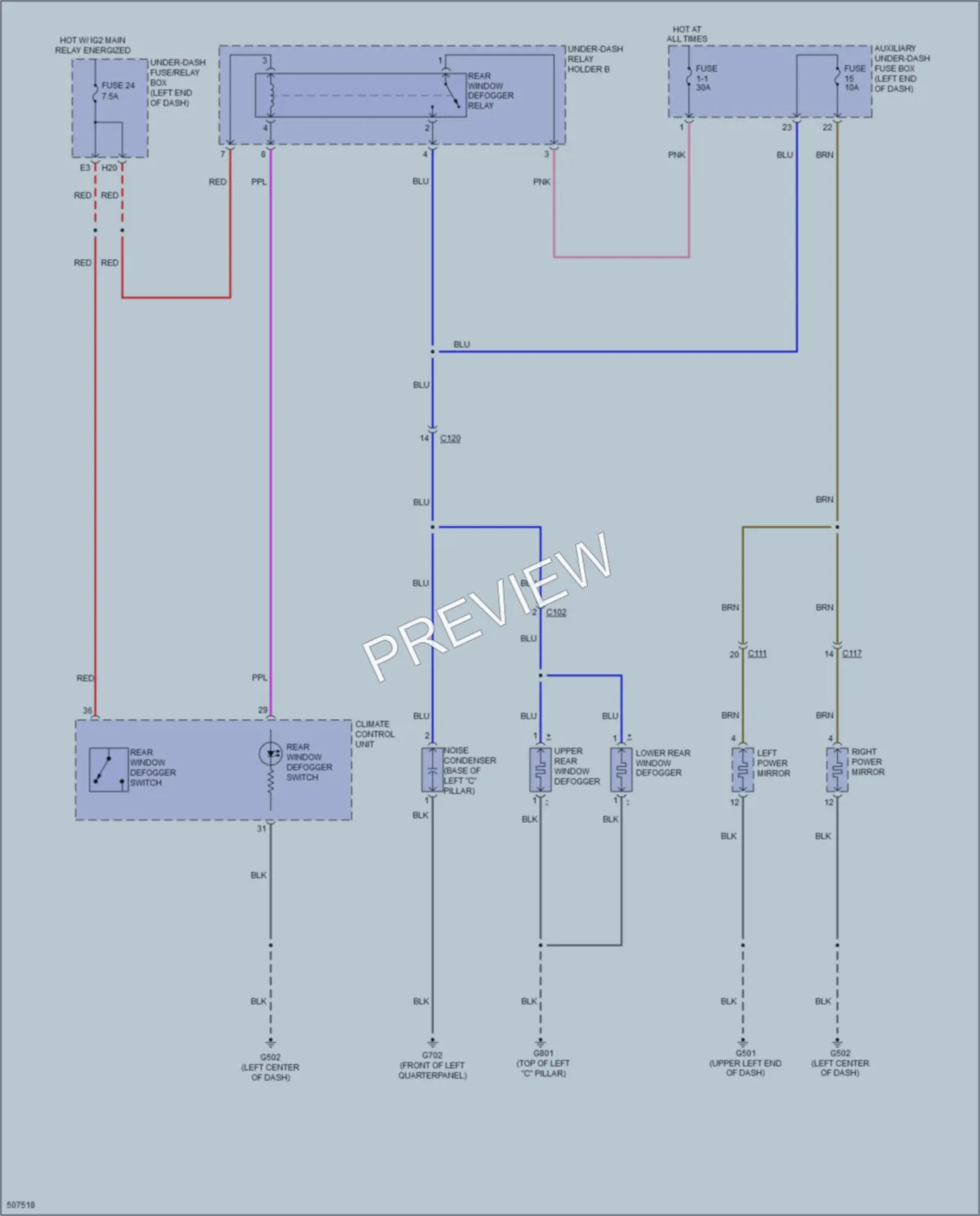 2016 Honda CRZ Defoggers wiring diagram preview