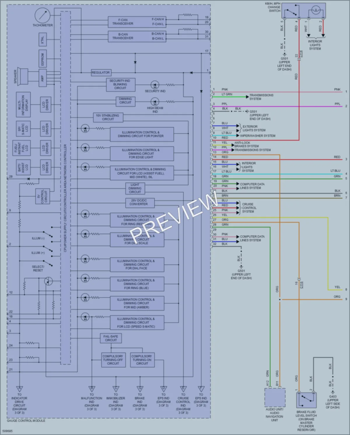 2016 Honda CRZ Instrument Cluster wiring diagram preview