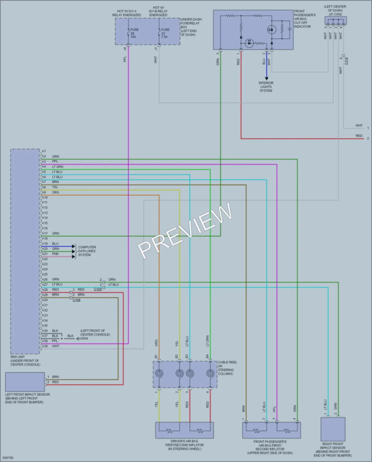 2016 Honda CRZ Supplemental Restraints wiring diagram preview