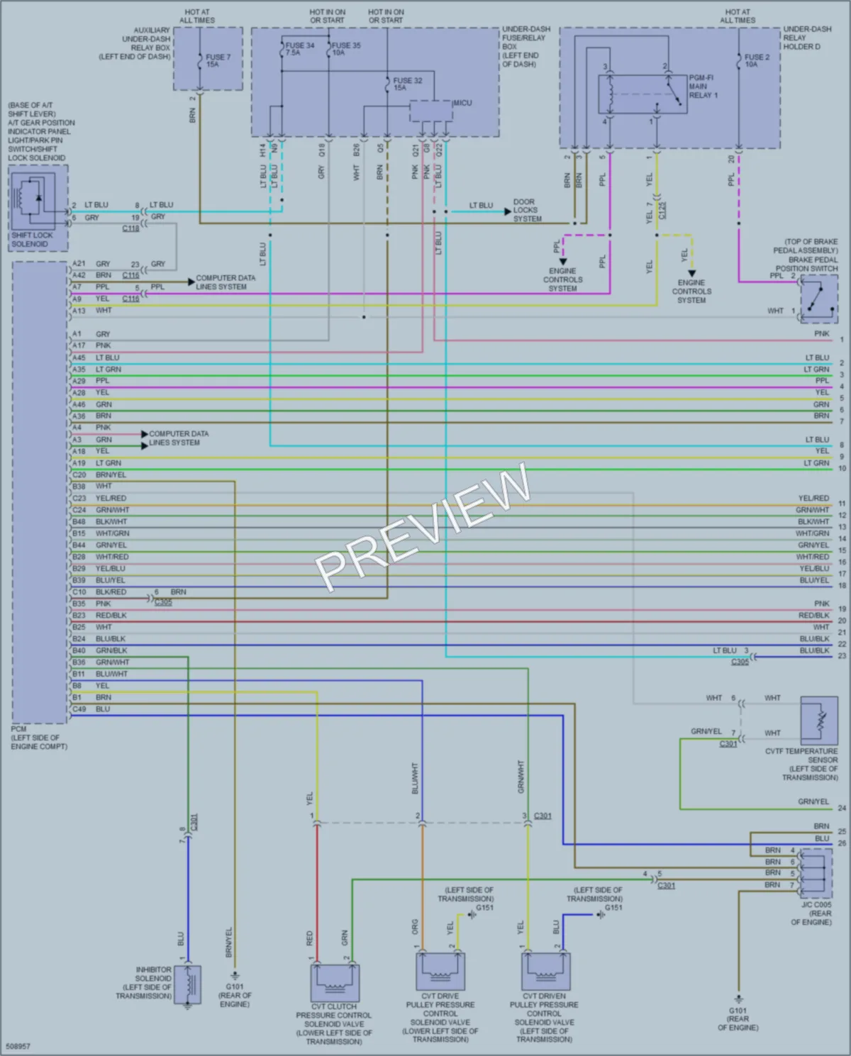 2016 Honda CRZ Transmission wiring diagram preview