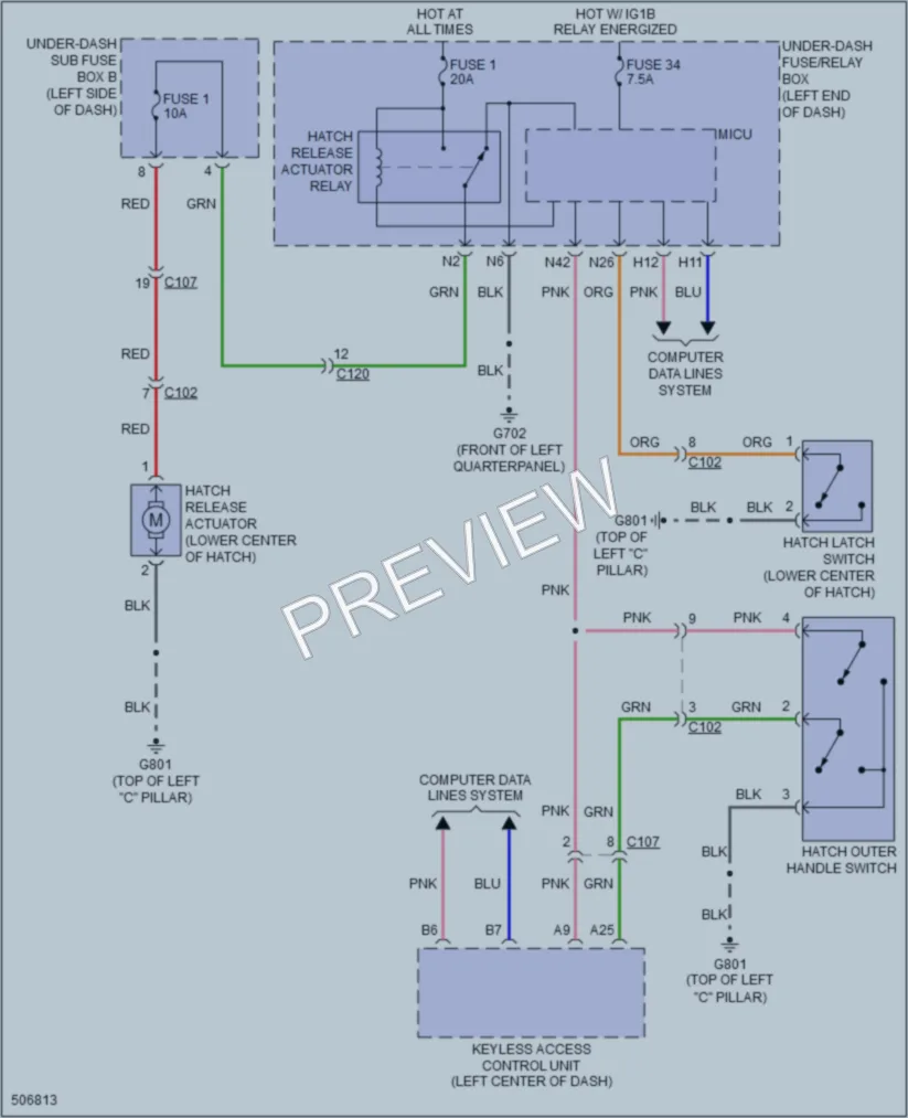 2016 Honda CRZ Trunk Tailgate Fuel Door wiring diagram preview