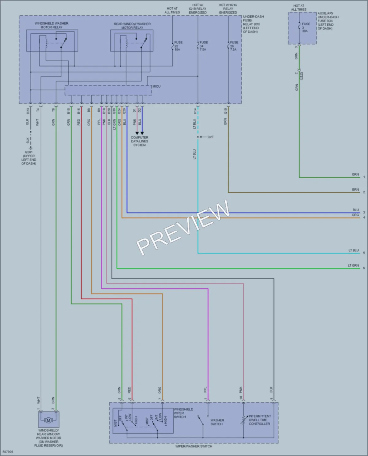 2016 Honda CRZ Wiper Washer wiring diagram preview
