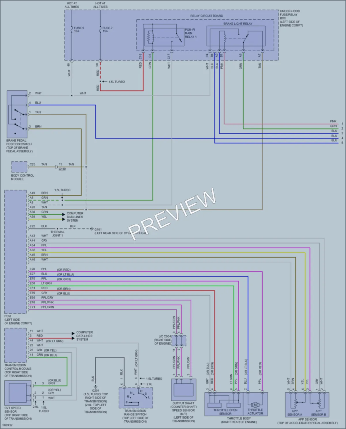 2016 Honda Civic Cruise Control wiring diagram preview