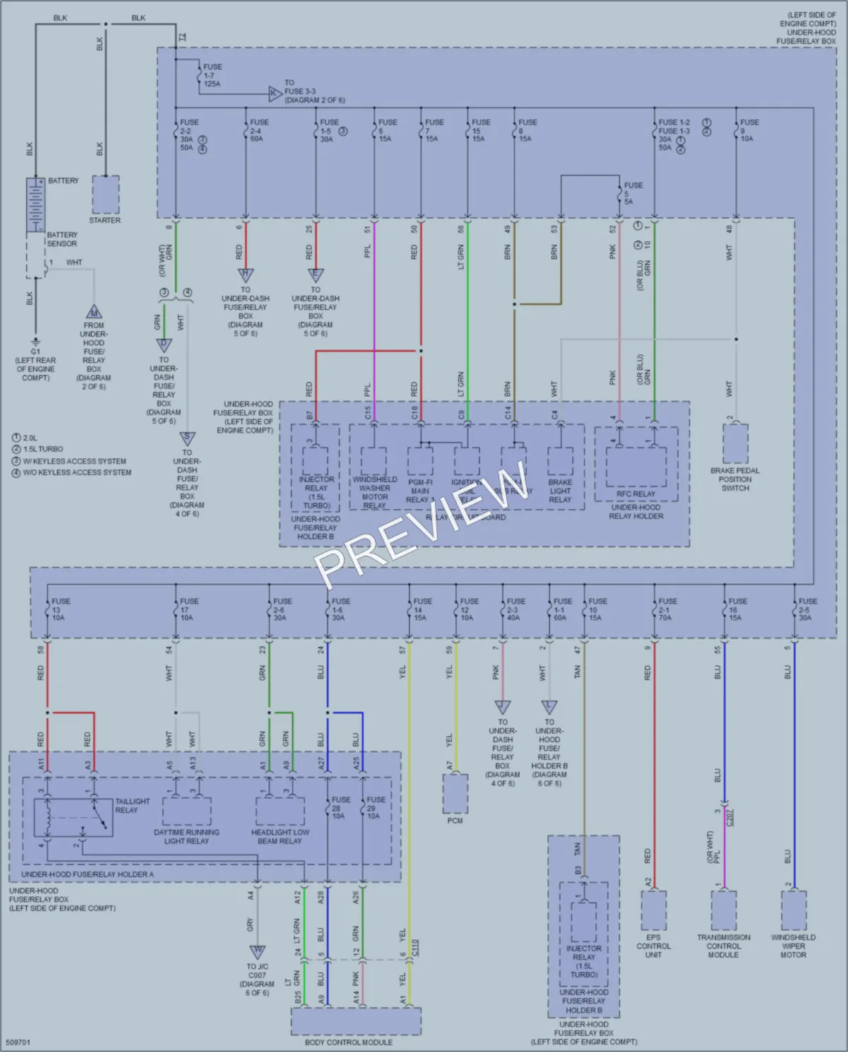 2016 Honda Civic Power Distribution wiring diagram preview