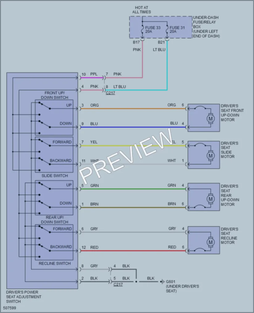 2016 Honda Civic Power Seats wiring diagram preview