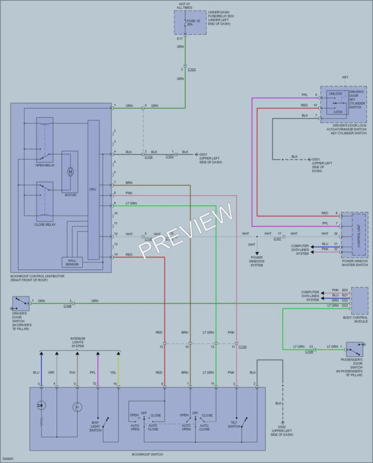 2016 Honda Civic Power Top Sunroof wiring diagram preview