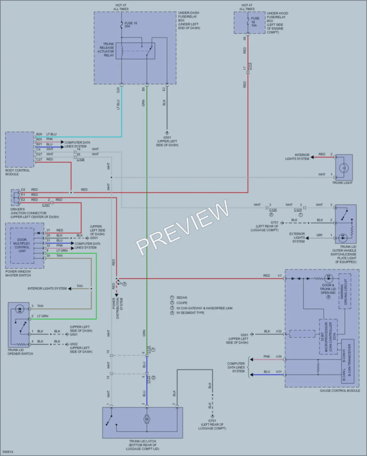 2016 Honda Civic Trunk Tailgate Fuel Door wiring diagram preview