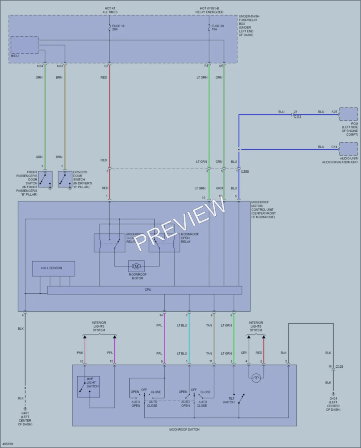 2016 Honda Fit Power Top Sunroof wiring diagram preview