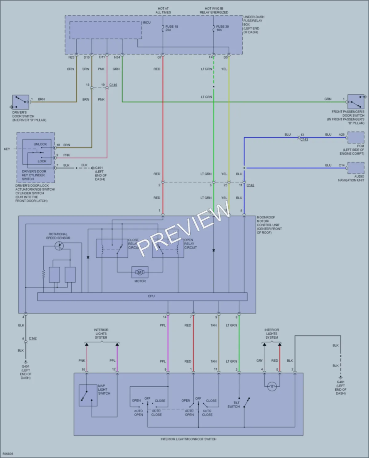 2016 Honda HRV Power Top Sunroof wiring diagram preview