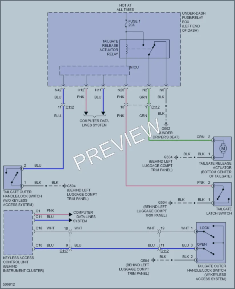 2016 Honda HRV Trunk Tailgate Fuel Door wiring diagram preview