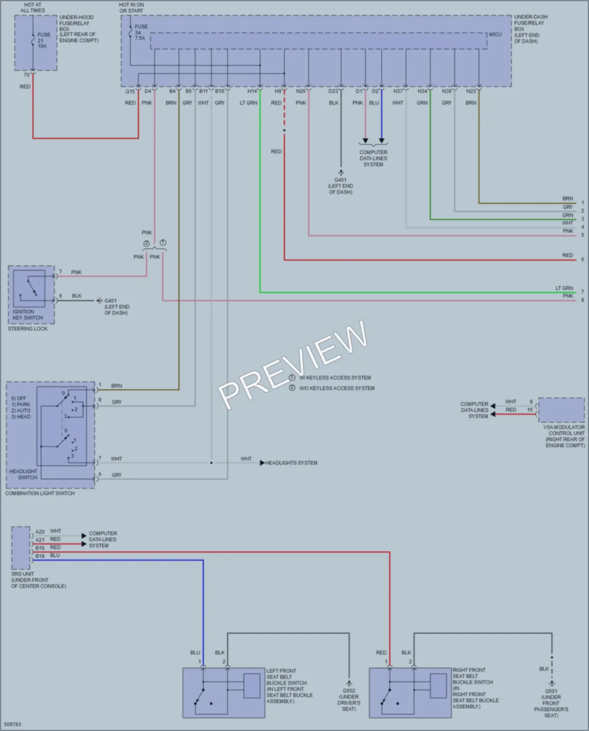 2016 Honda HRV Warning Systems wiring diagram preview