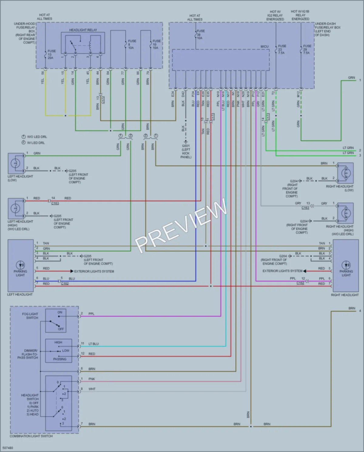 2016 Honda Pilot Headlights wiring diagram preview