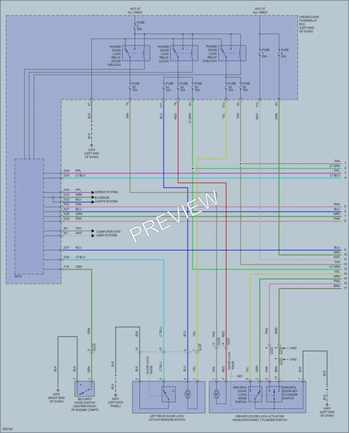 2016 Honda Pilot Power Door Locks wiring diagram preview