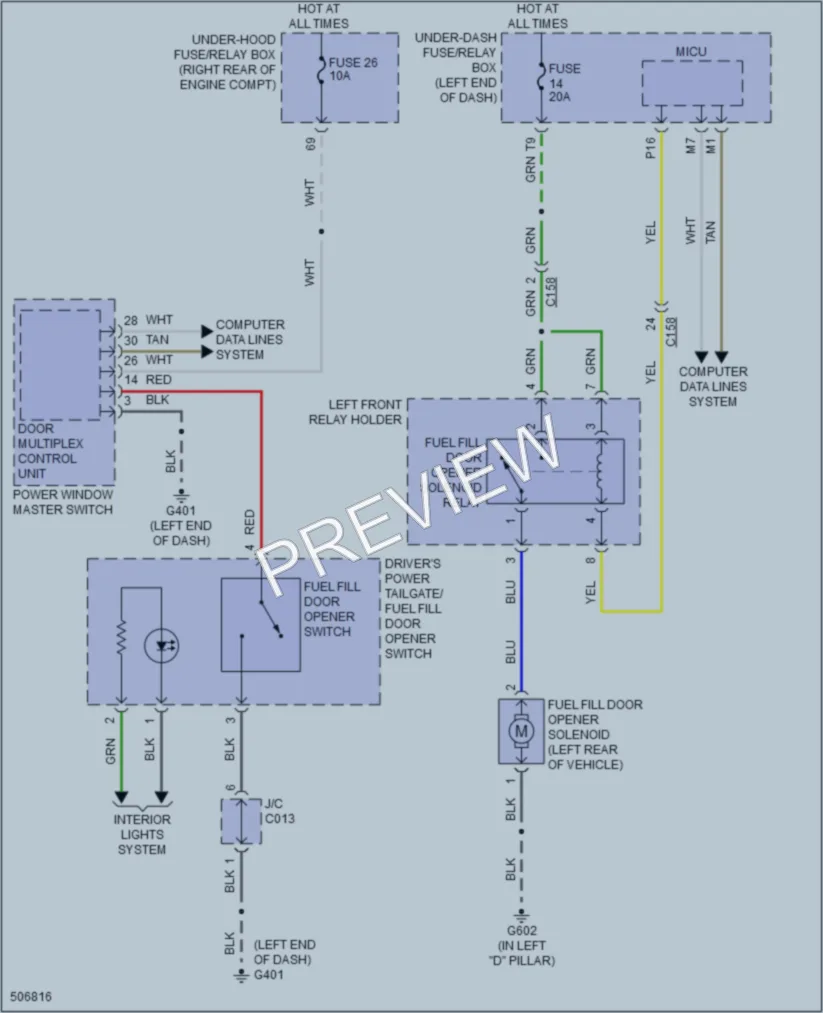 2016 Honda Pilot Trunk Tailgate Fuel Door wiring diagram preview