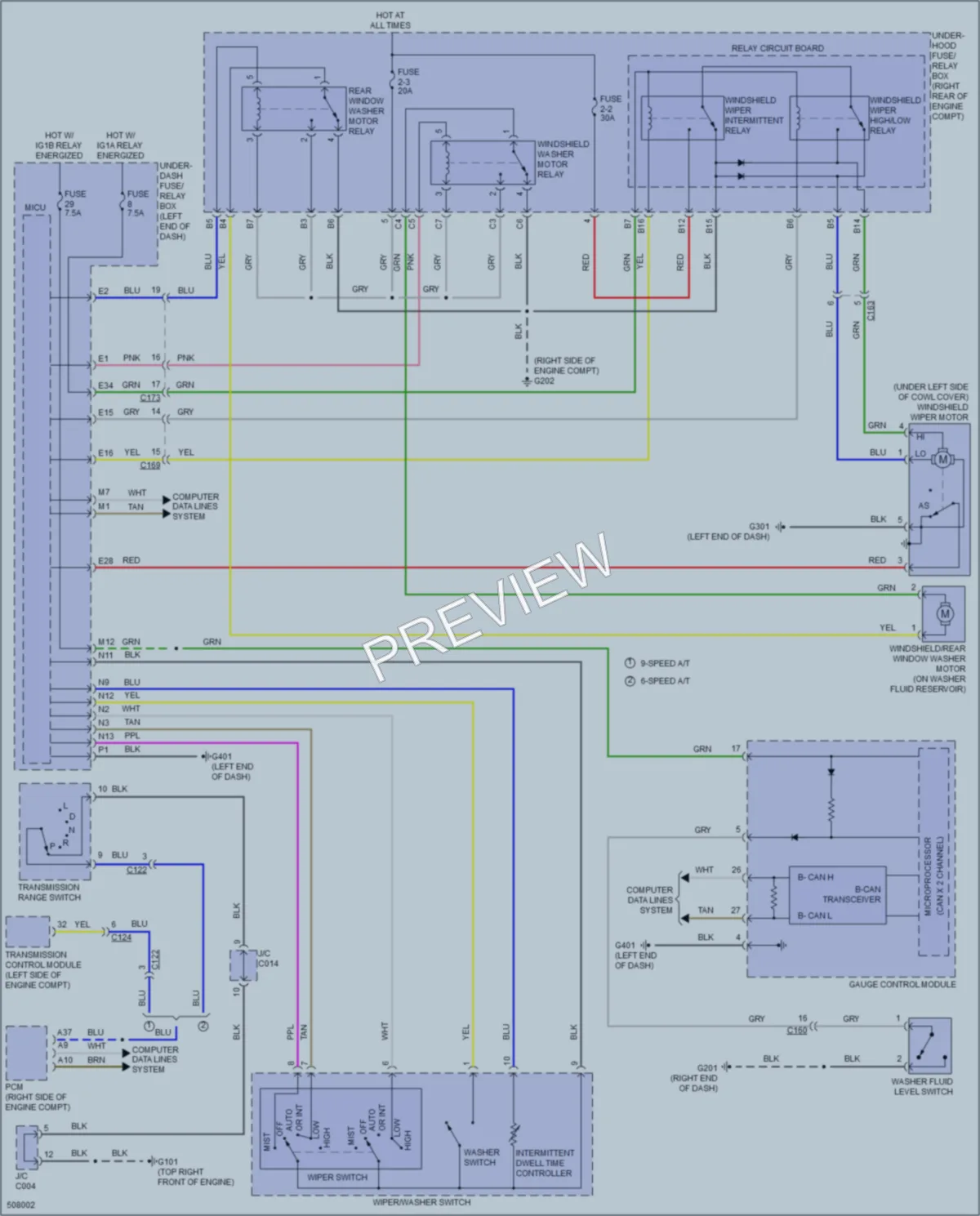 2016 Honda Pilot Wiper Washer wiring diagram preview