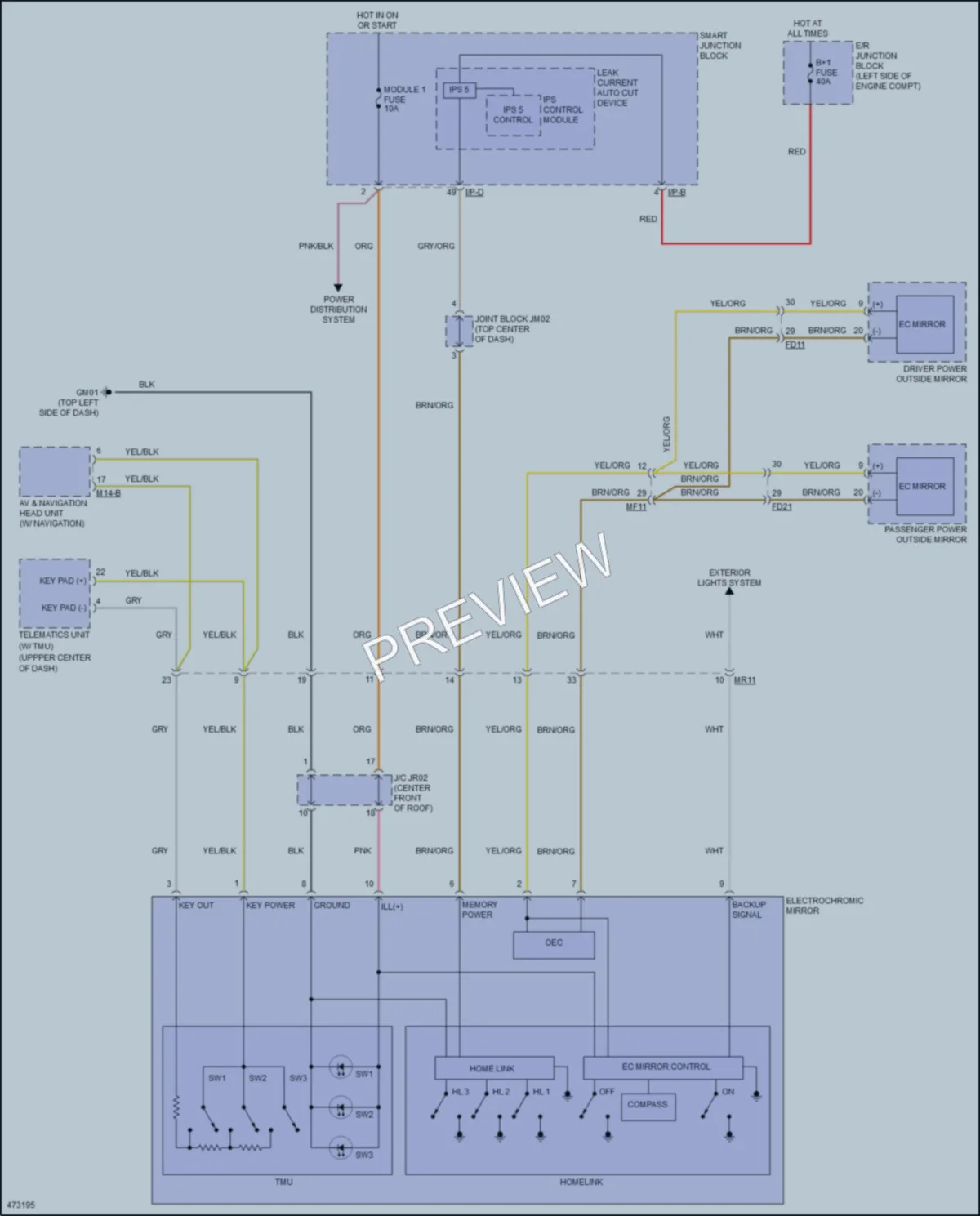 2016 Hyundai Azera Power Mirrors wiring diagram preview