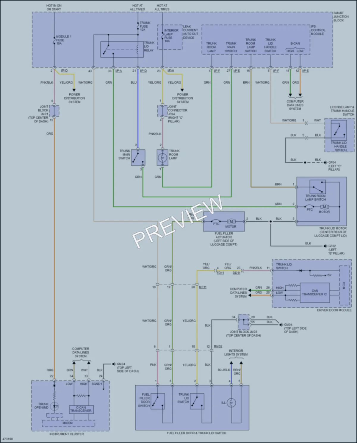 2016 Hyundai Azera Trunk Tailgate Fuel Door wiring diagram preview